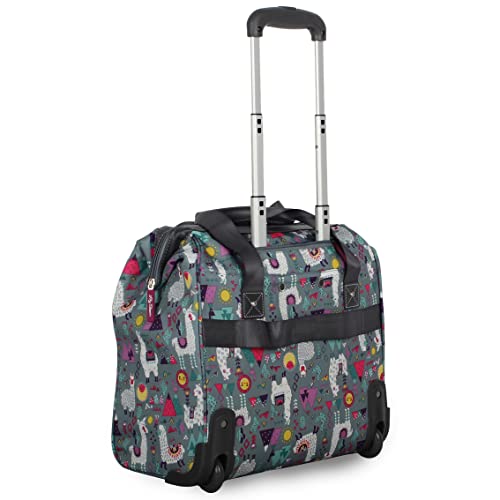 Lily Bloom Designer Under the Seat Tote Cabin Luggage Collection - 15 Inch Patterned Carry on Bag For Women - Lightweight Suitcase with 2 Rolling Wheels (Llama Mama) - color: Llama Mama
