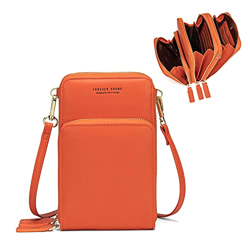 myfriday Small Cell Phone Crossbody Bag, Multi-pocket & 6 Card Slots - color: A-orange