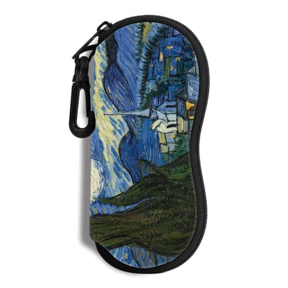 Hion Sunglasses Soft Case Ultra Light Neoprene Zipper Eyeglass Case With Belt Clip - color: 2b-starry Night