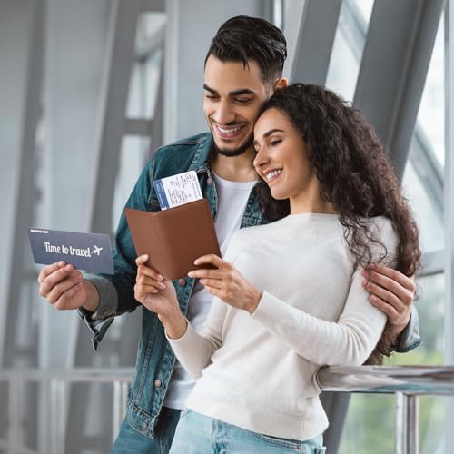 VULKIT Passport Holder Magnetic Closure RFID Blocking Travel Wallet Passport Book Cover Boarding Pass Holder Travel Essentials - color: Grain Espresso