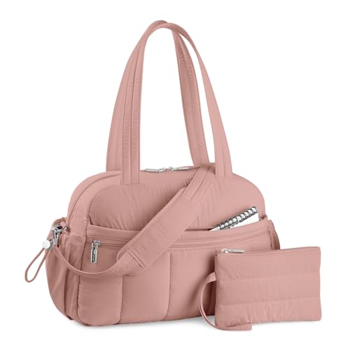 TOPDesign Travel Duffel Bag, Puffy Carry On Overnight, Gym Bag w/Wet Pocket - color: Dark Pink