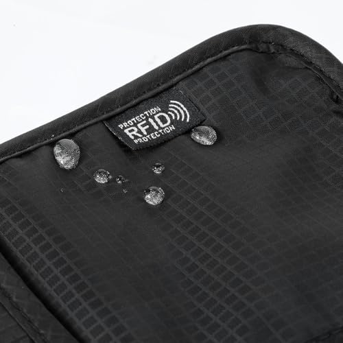 Travel Neck Wallet Black Blocking Passport Holder Neck Pouch - color: Black
