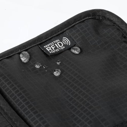 Travel Neck Wallet Black Blocking Passport Holder Neck Pouch - color: Black