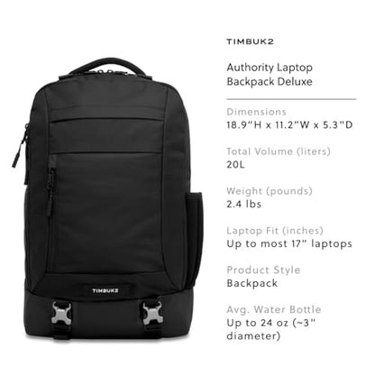 Timbuk2 Authority Laptop Backpack Deluxe, Eco Black Deluxe - color: Eco Black Deluxe