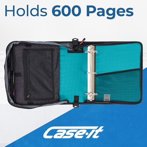 Case-it Zipper Binder | 3-Inch O-Rings | 600-Sheet | D-146 Spearmint Blue - color: C Spearmint Blue, size: 1 Pack