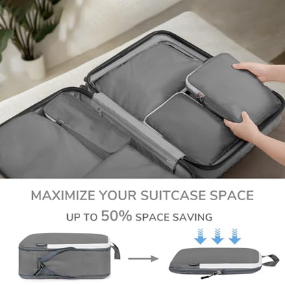 CherryNow 7 Set Compression Travel Packing Cubes for Suitcases, Grey - color: Grey