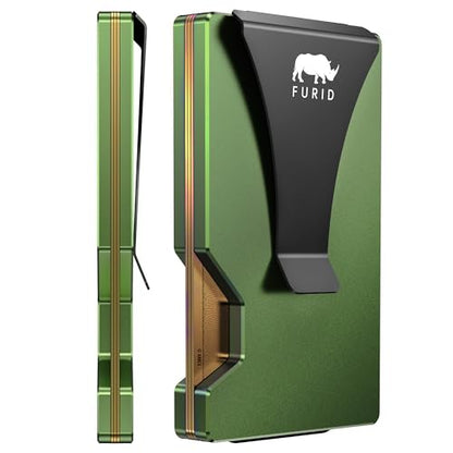 Minimalist Card Wallet for Men Slim: Rfid Metal Wallet with Money Clip - color: Aluminum Olive