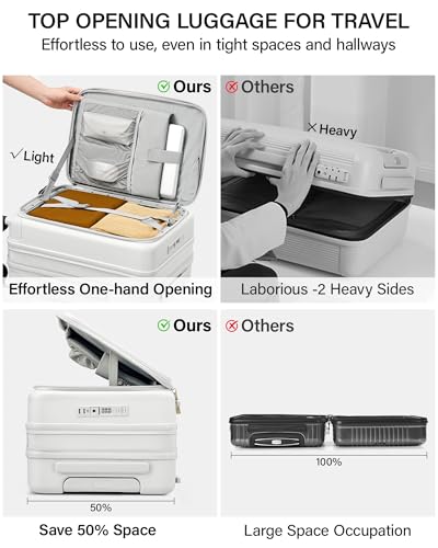 Hanke 20 Inch Expandable Carry On Luggage 22x14x9 Airline Approved - color: Smoke White, size: Expandable 20 Inch