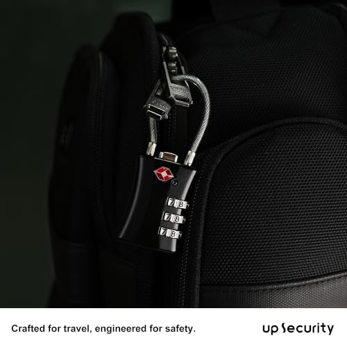 TSA Locks for Luggage, Small Combination Padlock with Cable, Luggage Locks TSA Approved for International Travel Essentials, Suitcase, Backpack Zipper, Locker, Flight Attendant Accessories - color: Black+Gray