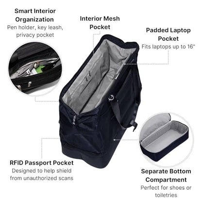Modern Weekender - Lightweight 18"x15.7"x9.4" Duffel Carry-on Travel Bag for Women - color: French Navy