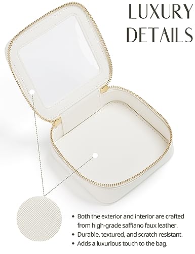 Popvibe Clear Makeup Bag with Zipper, Set of 2, Mini and Medium, White - color: White, style: Mini & Medium