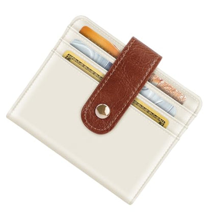 Small Wallets for Women Slim Minimalist Bifold Credit Card Holder - color: A Brown & Cream