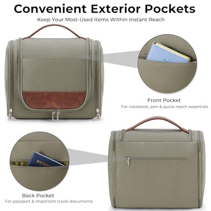 Ralnitote Toiletry Bag for Men, Large Hanging Travel Toiletry Bag, Green - color: Green