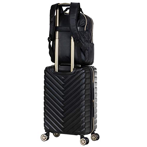 Kenneth Cole REACTION Madison Square Lightweight Hardside Chevron Expandable Spinner Luggage, Black, 2-Piece (20" Carry On + Backpack) - color: Black, size: 2-Piece (20" Carry On + Backpack)
