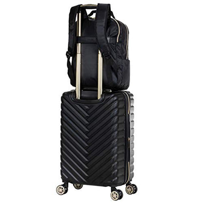 Kenneth Cole REACTION Madison Square Lightweight Hardside Chevron Expandable Spinner Luggage, Black, 2-Piece (20" Carry On + Backpack) - color: Black, size: 2-Piece (20" Carry On + Backpack)