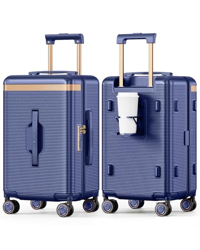 Joyway 22 Inch Carry On Luggage with Spinner Wheels and Cup Holder, Blue - color: Blue, size: 22 inch
