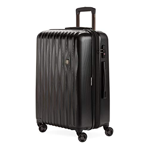 SwissGear 7272 Energie Expandable Hardside Luggage With Spinner Wheels and TSA Lock, Black, Checked-Medium 24-Inch - color: Black, size: Checked-Medium 24-Inch