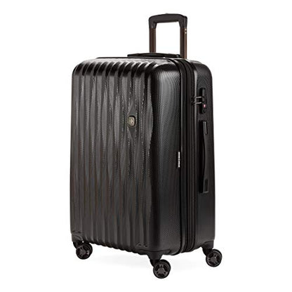 SwissGear 7272 Energie Expandable Hardside Luggage With Spinner Wheels and TSA Lock, Black, Checked-Medium 24-Inch - color: Black, size: Checked-Medium 24-Inch