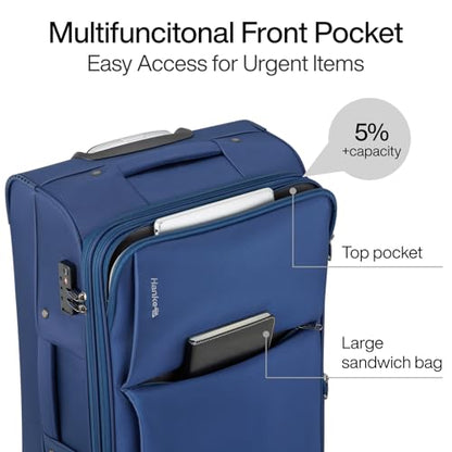 Hanke Large Checked Luggage, 28 Inch Suitcase with Garment Compartment - color: Blue, size: 28 Inch Checked In