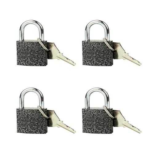 4 Pcs Small Solid Brass Padlocks with Same Keys Keyed Lock - color: Black, size: 32MM-4PCS