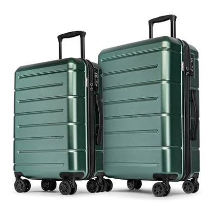 KYME Luggage Sets 2 Piece Suitcase Set Hardshell 20 inch/24 inch Luggage with Spinner Wheels Hardside PC+ABS Checked Large Suitcase with TSA Lock for Women Men Green - color: Green, size: 2-Piece Set (20/24)