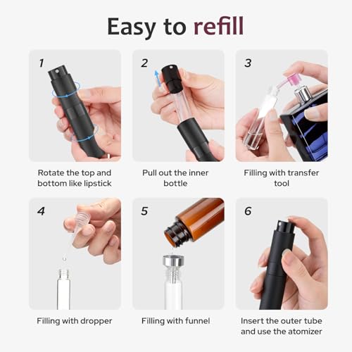 LISAPACK 8ML Atomizer 여행용 향수 스프레이 병, 빈 향수 디스펜서, 남성 및 여성용 휴대용 스프레이, 3가지 색상7 - color: 3가지 색상7