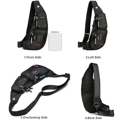 NICGID Sling Bag Chest Shoulder Backpack Crossbody Daypack for Men Women - color: Black-2854
