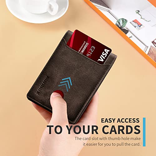 RUNBOX Wallet for Men, Slim Leather Bifold, RFID Blocking Card Holder - color: Glitter Brown