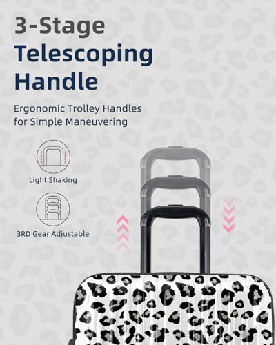Luggage Sets 2 Piece, Hard Shell Expandable Carry on Suitcase with Spinner Wheels and TSA Lock, Lightweight Travel Luggage Set - color: White Leopard, size: 2-piece Set (20/24)