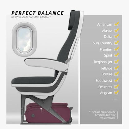 Verage Underseat Carry On Luggage with Wheels,16-Inch,Grape red - color: Grape red, size: 16-Inch Rolling Underseat
