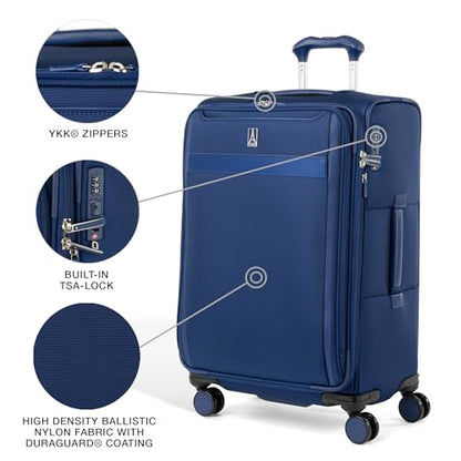 Travelpro VersaPack+ Softside Checked Luggage Suitcase, Navy Blue, 25-Inch - color: Estate Blue, size: Checked Medium