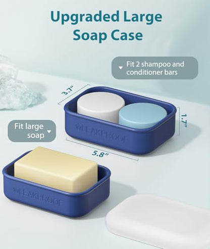 Quatish Large Leakproof Travel Soap Case, Solid Shampoo Bar Holder, Blue - color: Blue, size: Large