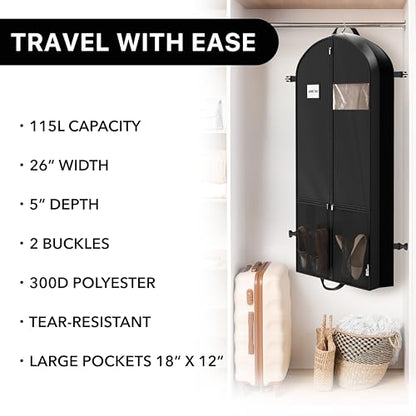 Simple Houseware 54" Travel Garment Bag with Pockets, Heavy Duty Suit Bag - size: 54-Inch Long w/ Pocket, Single