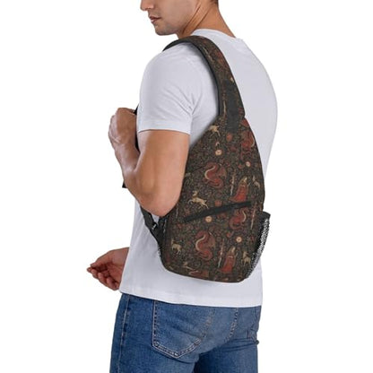 Sling Backpack Unisex Crossbody Chest Bag Shoulder Chest Bag For Women Men Hiking Travel - color: Gothic Medieval