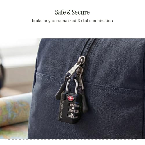 Eagle Creek Travel Safe TSA Lock, 3 Dial Combination, Graphite | Lock for Suitcase, Duffel Bag, and Backpack Security, Travel Sentry Certified, Keep Your Belongings Secure