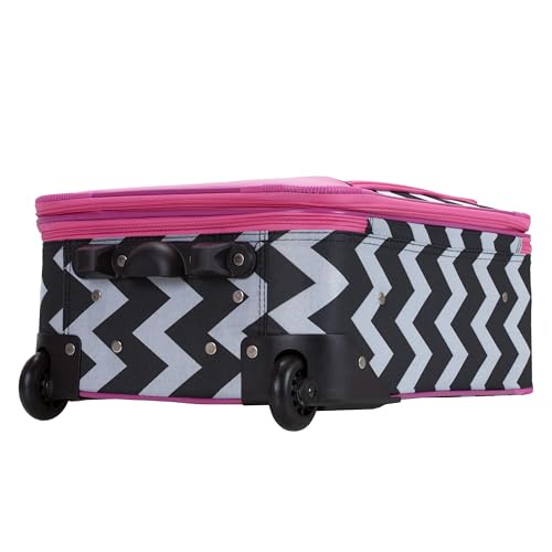 Rockland Fashion Softside 2 Piece Luggage Set, Expandable, (14" Tote/19" Upright), Pink Chevron - color: Pink Chevron, size: 2 Piece (19"/14" Tote)