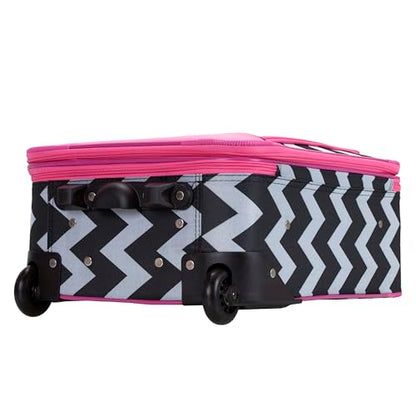 Rockland Fashion Softside 2 Piece Luggage Set, Expandable, (14" Tote/19" Upright), Pink Chevron - color: Pink Chevron, size: 2 Piece (19"/14" Tote)