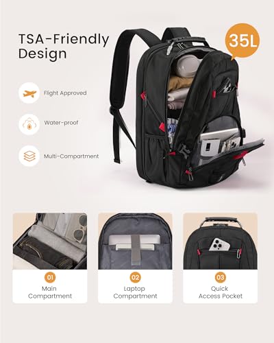 LOVEVOOK Large Laptop Backpack for Men,17.3Inch Heavy Duty Travel Backpack - color: Black, size: 17 inch