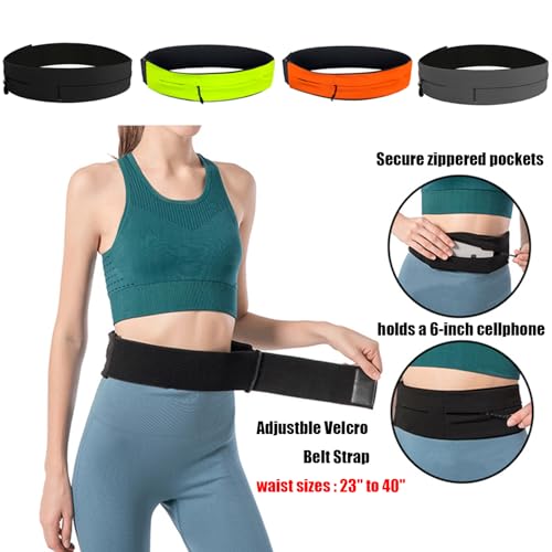 AnsrJ Adjustable Running Belt for Women & Men.Slim Thin Elastic Waistband. - color: BLack