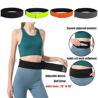AnsrJ Adjustable Running Belt for Women & Men.Slim Thin Elastic Waistband. - color: BLack