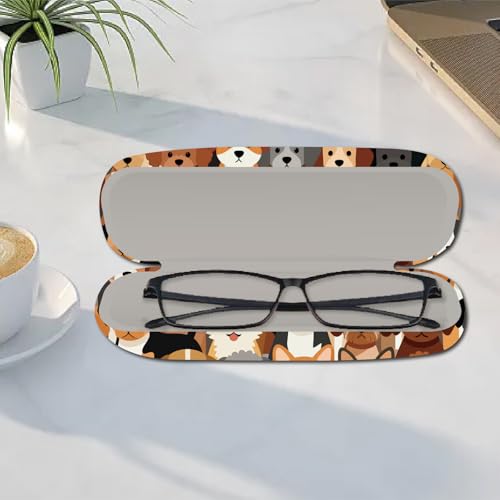 CREATCABIN Cute Eyeglasses Case Hard Shell PU Leather Glasses Case Portable Sunglasses Holder Spectacle Storage Protective Co - style: Dog