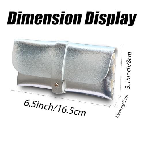 Faux Leather Glasses Pouch, Portable Bag for Sunglasses travel glasses bag - color: Silvery