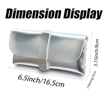 Faux Leather Glasses Pouch, Portable Bag for Sunglasses travel glasses bag - color: Silvery