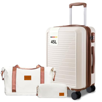 OUZZO Expandable 20" Carry On Luggage PC Hardshell Suitcase with TSA Lock - color: white, size: 1 Piece-20" (Carry On)