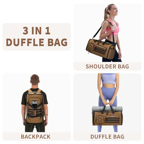 BOSSTIN Gym Bag for Men & Women, 45L-50L Expandable Sports Duffle Bag - color: Camel Checkered