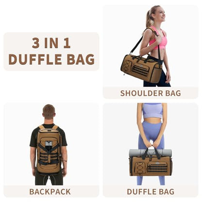 BOSSTIN Gym Bag for Men & Women, 45L-50L Expandable Sports Duffle Bag - color: Camel Checkered
