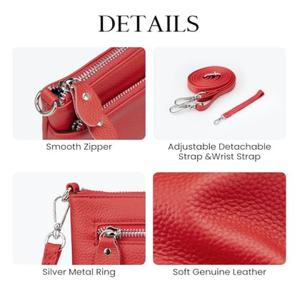 befen Genuine Leather Wristlet Clutch Wallet Purses with RFID Blocking - color: Fire-engine Red