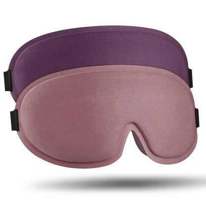 2 Pack Sleep Mask for Side Sleeper, Complete Light Blocking 3D Sleeping Eye Mask, Soft Breathable Eye Cover for Women Men, Travel, Nap, Relaxing Zero Pressure Night Blindfold (Pink+Purple) - color: Pink+purple
