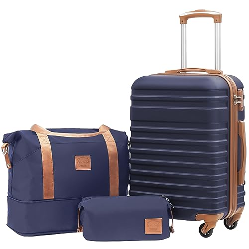 Coolife Luggage Set Hardside Suitcase,3 piece,Navy(DB/TB/20) - color: Navy, size: 3 piece set (DB/TB/20)