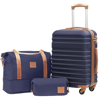 Coolife Luggage Set Hardside Suitcase,3 piece,Navy(DB/TB/20) - color: Navy, size: 3 piece set (DB/TB/20)